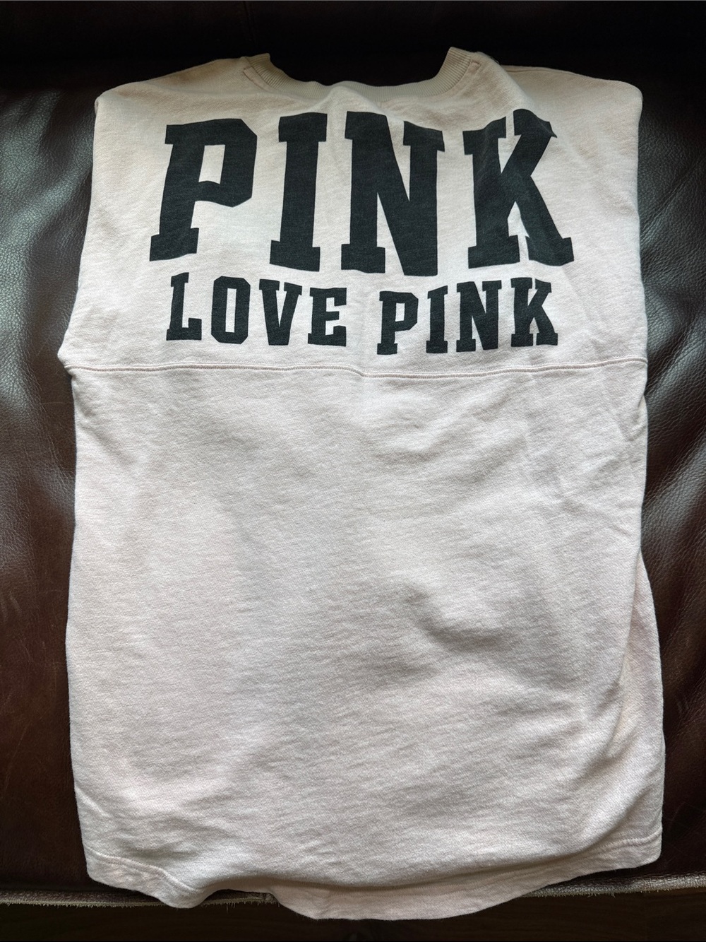 PINK Victoria's Secret Pale Pink Long Sleeve Tee with Black Logo